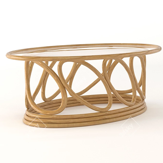 Elegant Rattan Coffee Table 3D model image 4