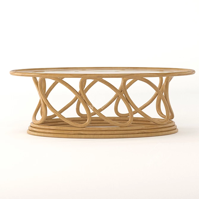 Elegant Rattan Coffee Table 3D model image 5