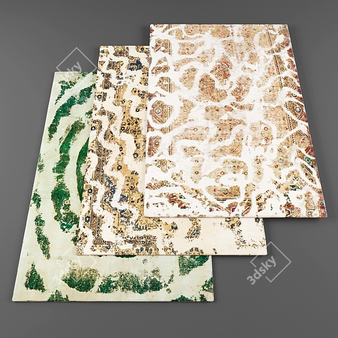 Modern Rugs Bundle: 5 Pieces with Textures 3D model image 1