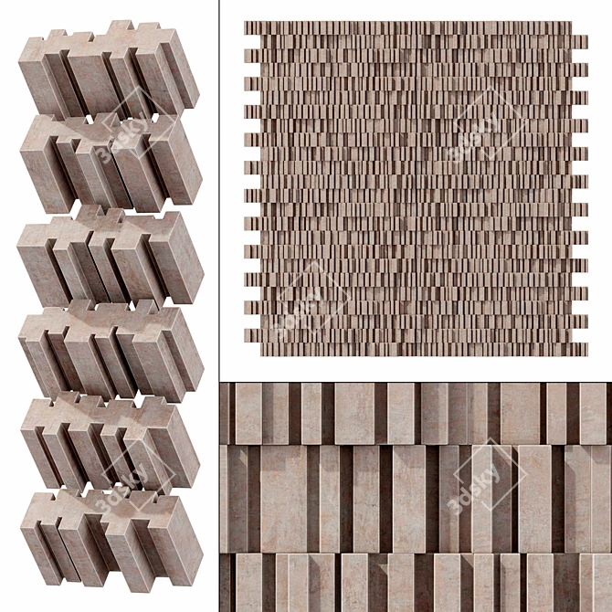 Linear Stone Brick: Smooth Geometry, High-Resolution Texture (3D Max, Vray, Corona) 3D model image 1