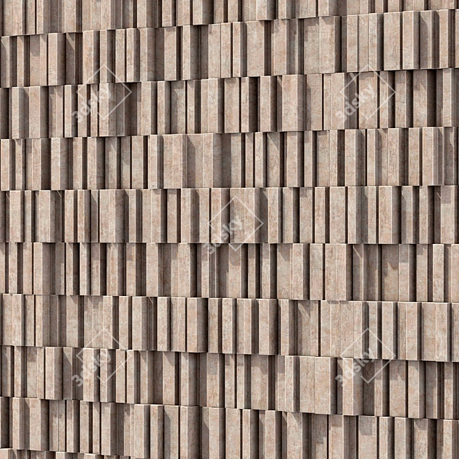 Linear Stone Brick: Smooth Geometry, High-Resolution Texture (3D Max, Vray, Corona) 3D model image 3