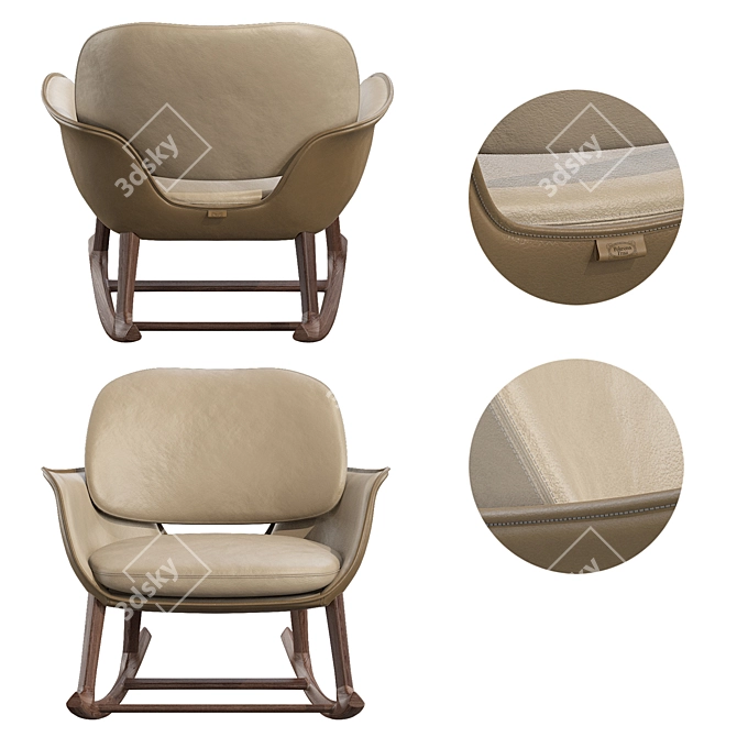 Elegant Martha Rocking Armchair 3D model image 3