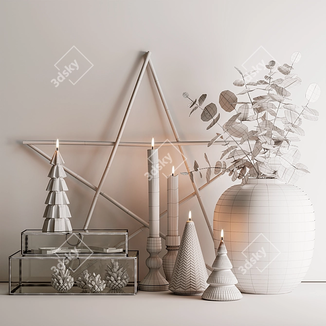 Elegant Wood and Glass Decor Set 3D model image 8