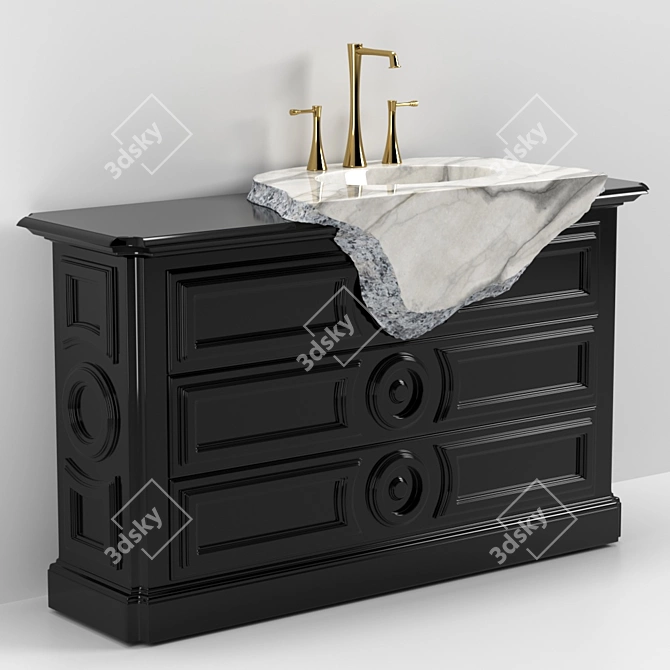 PETRA Washbasin Cabinet: Art-Deco/Nouveau Style 3D model image 3