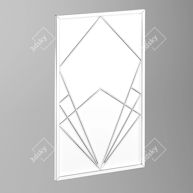 Golden Framed Decorative Mirror 3D model image 2