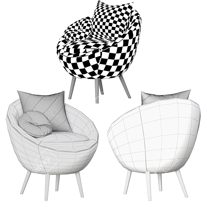 Luxury Velvet Accent Chair 3D model image 4