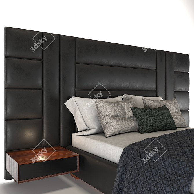 Modern Designer Amazon Bed Set 3D model image 3