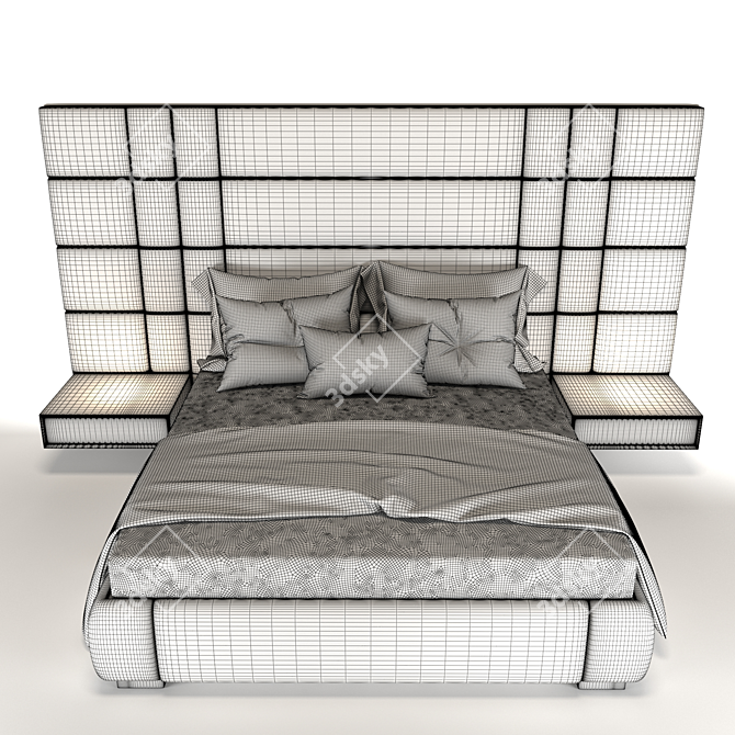 Modern Designer Amazon Bed Set 3D model image 4