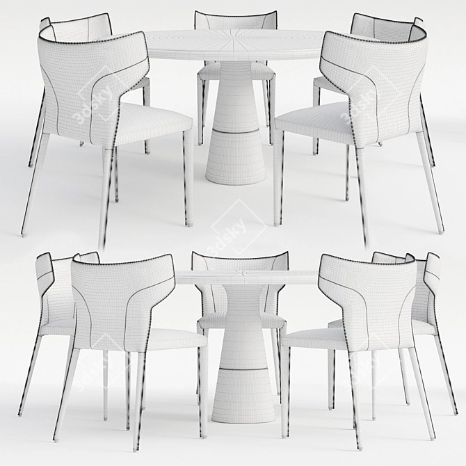 Elegant Salicido Dining Set 3D model image 4