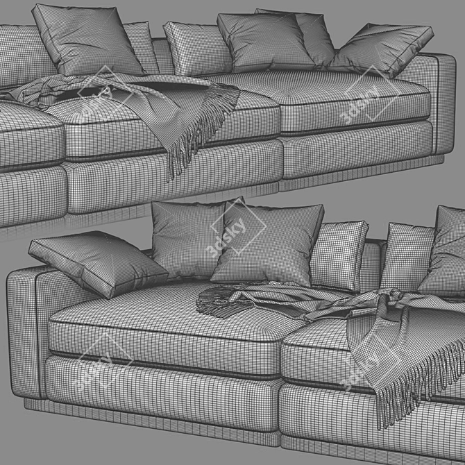 Luxury Flexform Beauty 3-Seat Sofa 3D model image 4