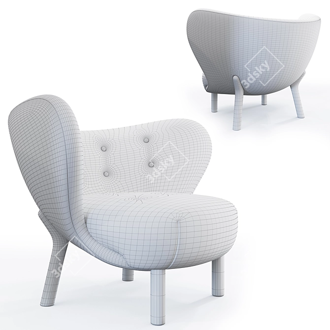Cozy Little Petra Armchair 3D model image 5