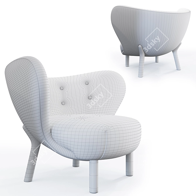 Cozy Little Petra Armchair 3D model image 7