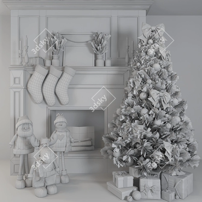 Festive Holiday Decoration Set 3D model image 4