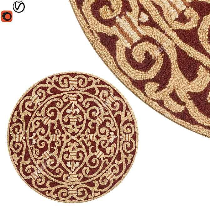 Quality Textured Round Rug | 32 3D model image 1