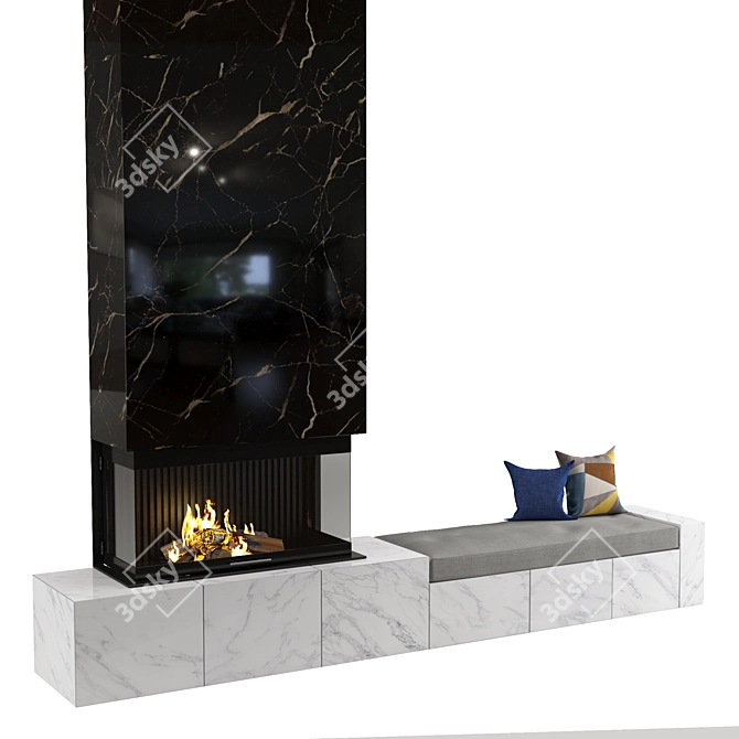 Contemporary Fireplace | 3000x500xH2900mm 3D model image 1