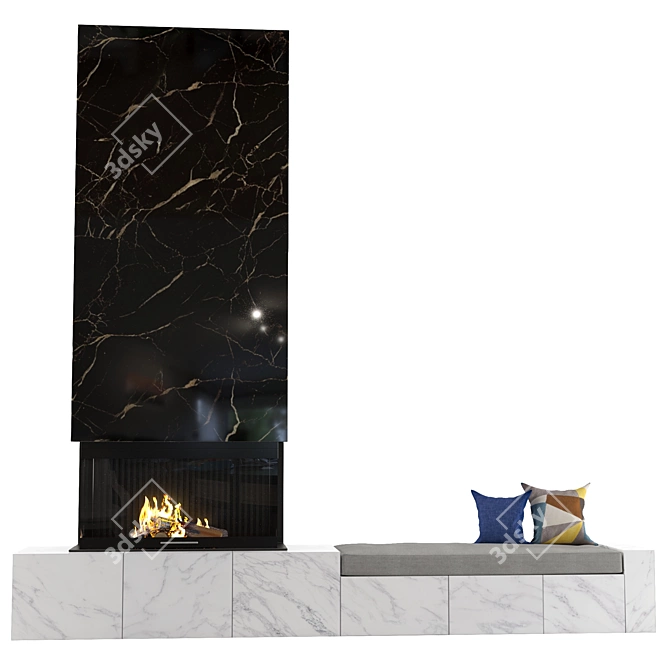 Contemporary Fireplace | 3000x500xH2900mm 3D model image 2