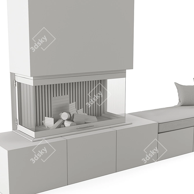 Contemporary Fireplace | 3000x500xH2900mm 3D model image 3