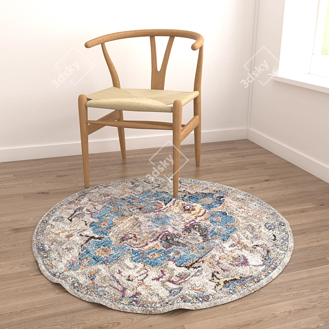 Round Carpet Set - 6 Pieces with VRayFur, VRayDisplacementMod, and CoronaDisplacementMod 3D model image 4