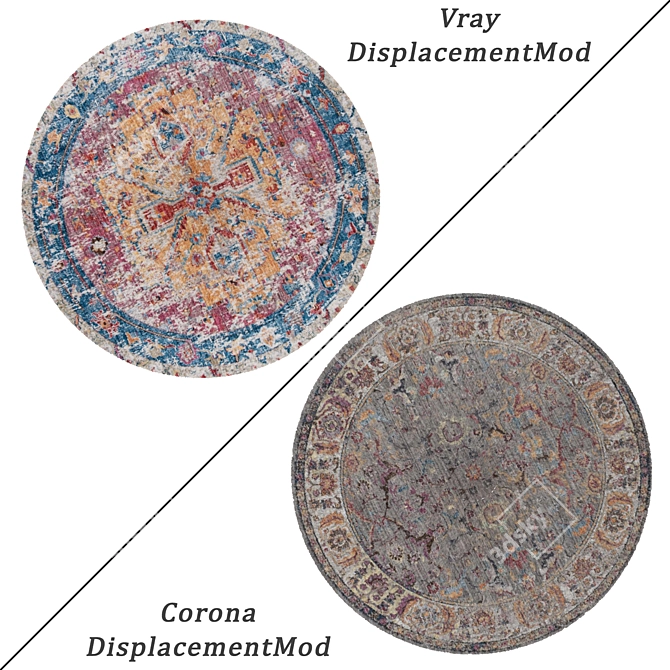 Round Carpets Set: Versatile and Realistic 3D Rugs 3D model image 2