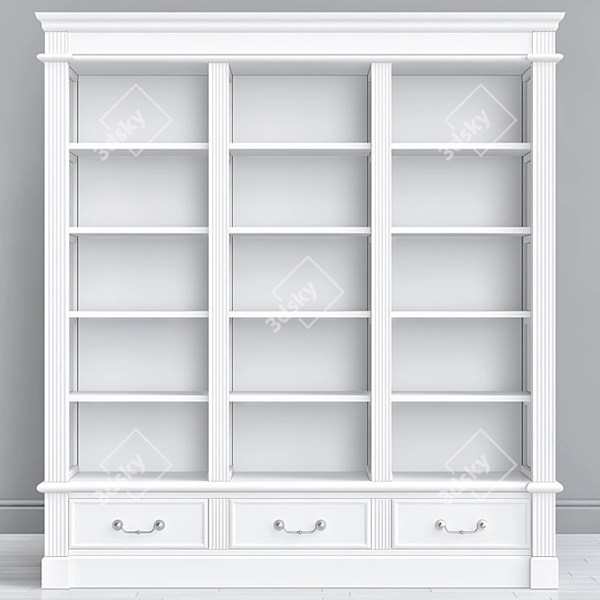 Antique French Liberty Bookcase: Elegant, Spacious, and Timeless 3D model image 1