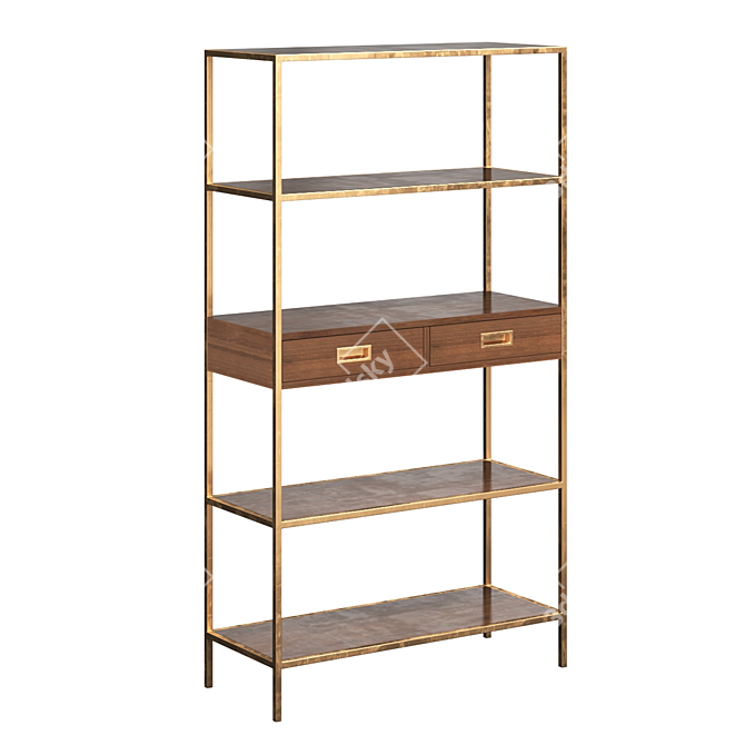 Elegant Carob Wood Bookcase: Jude 3D model image 1