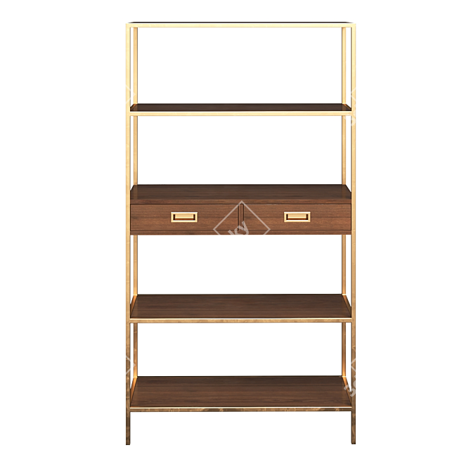 Elegant Carob Wood Bookcase: Jude 3D model image 2