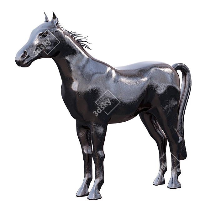 Metallic Horse Sculpture 3D model image 1