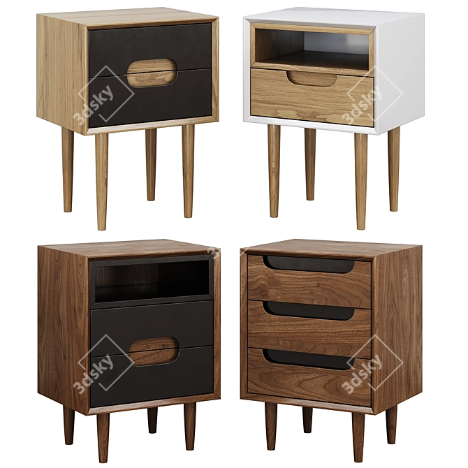 Scandi Style Bedside Tables 3D model image 1