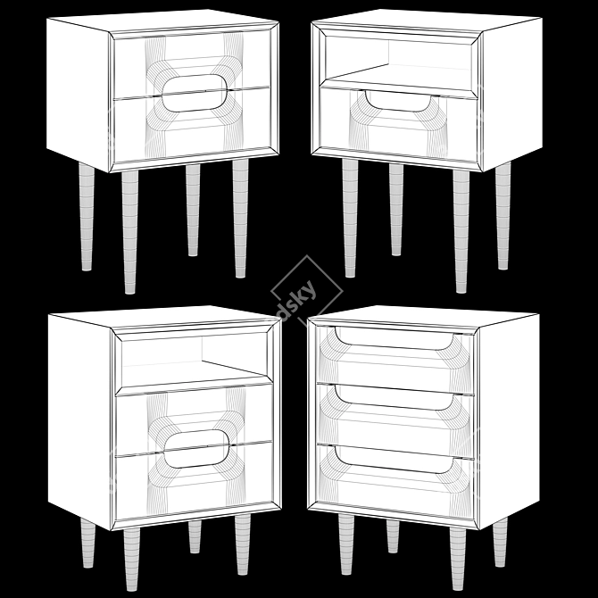 Scandi Style Bedside Tables 3D model image 2