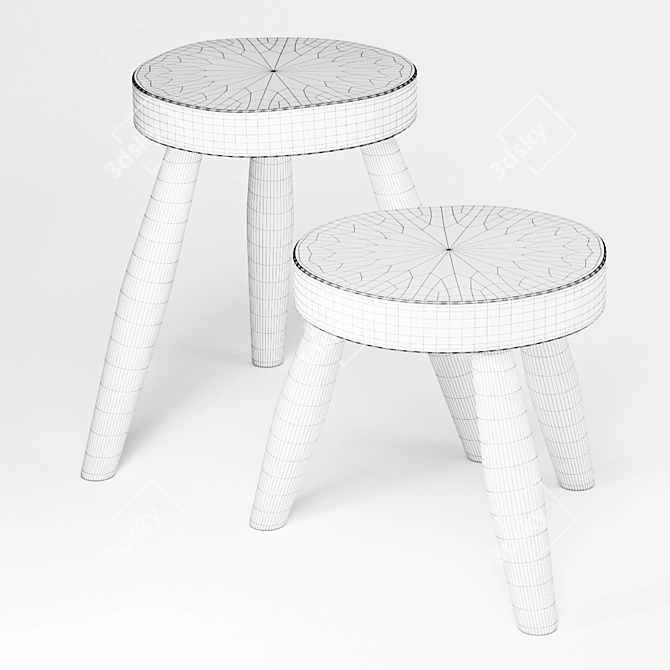 Zen Teak Stool: Versatile, Rustic, and Elegant 3D model image 5