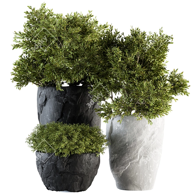 Rock Pot Outdoor Tree Set 136 3D model image 1