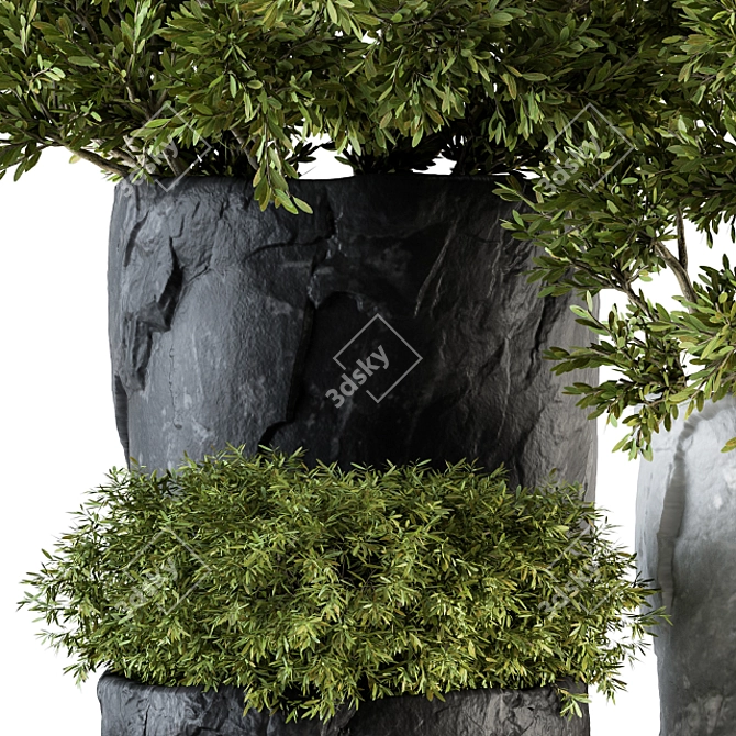 Rock Pot Outdoor Tree Set 136 3D model image 4