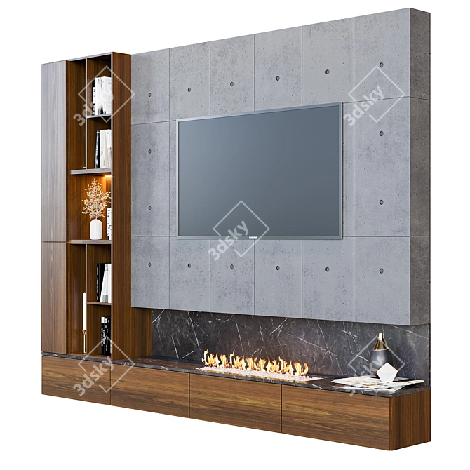 Modern TV Wall Unit 3D model image 2