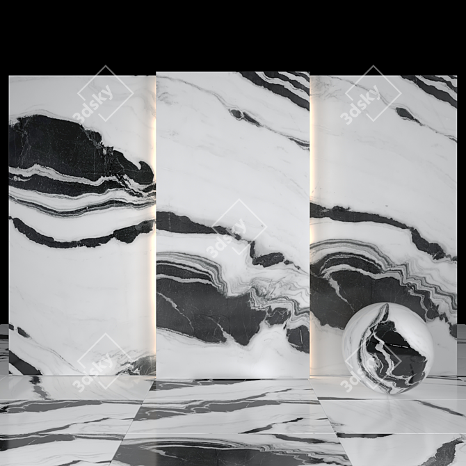 Panda Marble Texture Slabs 3D model image 2