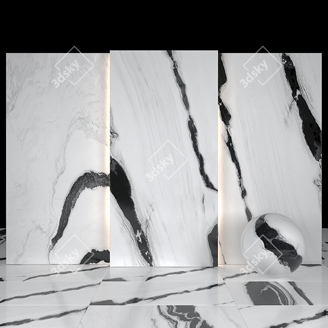 Panda Marble Texture Slabs 3D model image 3