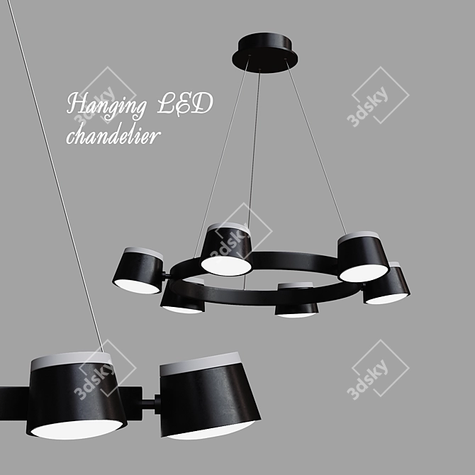 Elegant LED Pendant Chandelier 3D model image 1