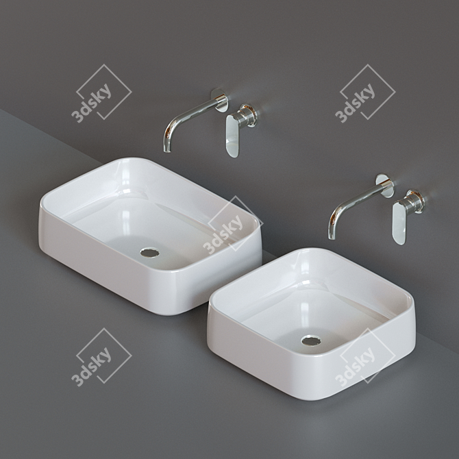 Sophisticated Ceramica Flaminia FLAG: Basin & Mixer 3D model image 1