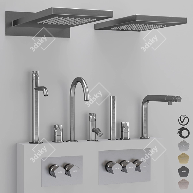 Stylish Milano Penta Bathroom Faucet 3D model image 1