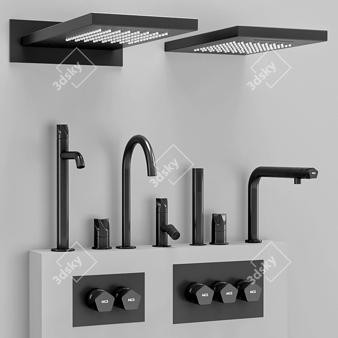 Stylish Milano Penta Bathroom Faucet 3D model image 2