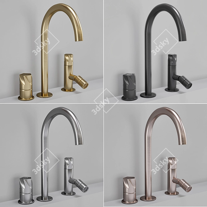 Stylish Milano Penta Bathroom Faucet 3D model image 5