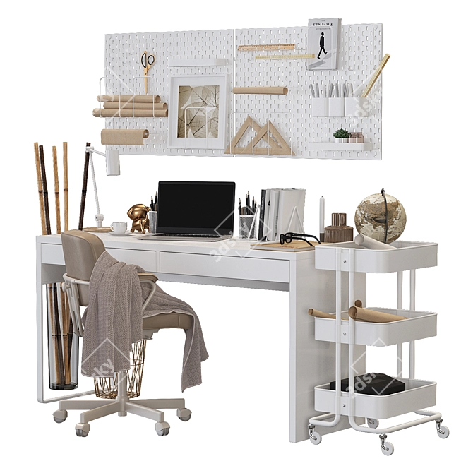 Stylish and Functional Ikea Micke/Alefjall Workplace 3D model image 3