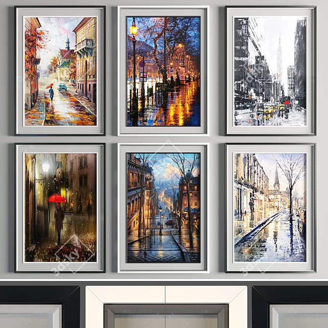 Modern Art Frame Set - Black and White 3D model image 1