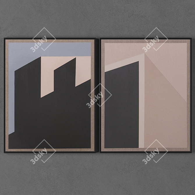 Modern Abstract Art Frames - Set of 2 3D model image 1