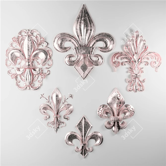 Elegant Fleur-de-Lis Sculpture 3D model image 3