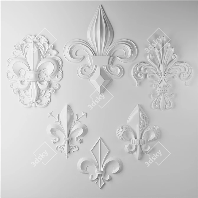 Elegant Fleur-de-Lis Sculpture 3D model image 4