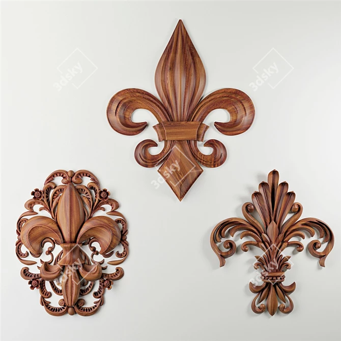 Elegant Fleur-de-Lis Sculpture 3D model image 5