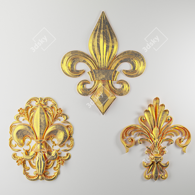 Elegant Fleur-de-Lis Sculpture 3D model image 6