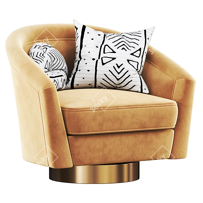 Elegant Swivel Armchair with 360° Rotation 3D model image 3