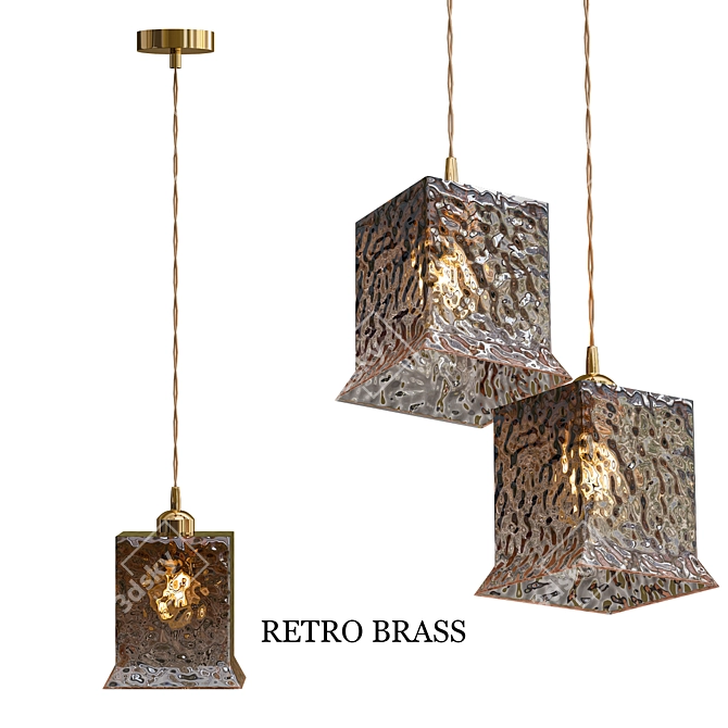 Vintage Brass Pendant Light 3D model image 1