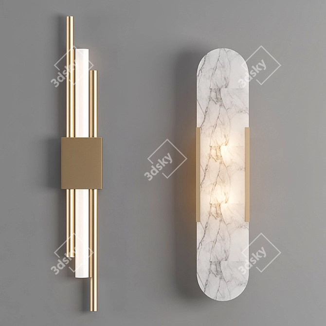 Elegant Vb Sconce Set 3D model image 1